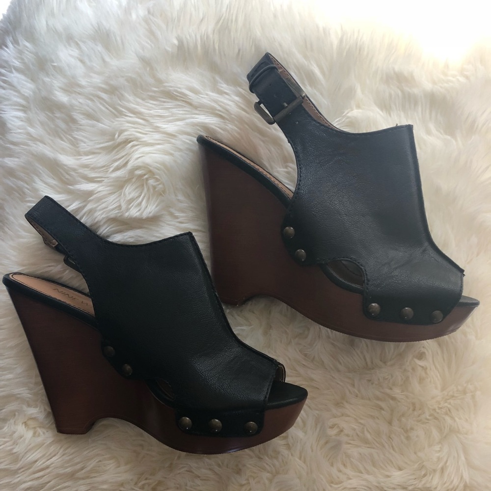 Black Nine West Mckee slingback wedge - 6 1/2